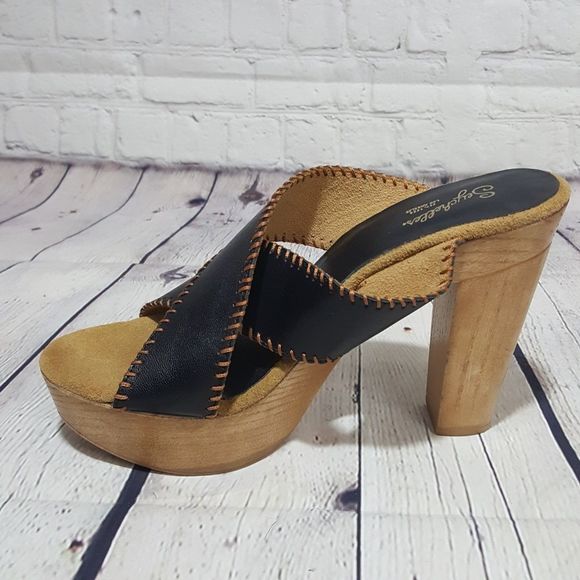 Seychelles Black Platform Sandal Heels 11 - Picture 5 of 9